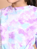 Tie Dye Printed & Solid Crop Knot Tops with Leggings Set