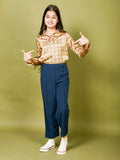 Polka Printed Long Sleeves Top with Palazzo Pant Set