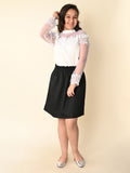Stylish Lace Netted Top with Plain Skirt Set