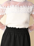 Stylish Lace Netted Top with Plain Skirt Set