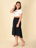 Printed Crop Top with Asymmetrical Skirt Set