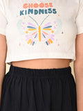 Printed Crop Top with Asymmetrical Skirt Set