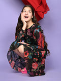Floral Printed Long Sleeve Fit n Flare Dress