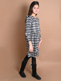 Checkered Print Button Down Long Sleeve Fit n Flare Dress