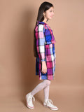 Checkered Print Button Down Long Sleeve Fit n Flare Dress
