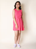 Solid Above Knee Bow Design Fit n Flare Dress