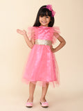 Sequin Belt Designed Frill Fit n Flare Party Dress