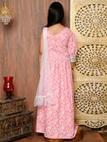 Floral Printed One Shoulder Ethnic Gown with Dupatta