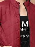 Solid Plain Puffer Front Zip Open Jacket