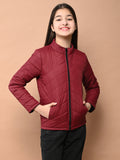 Solid Plain Puffer Front Zip Open Jacket