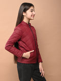 Solid Plain Puffer Front Zip Open Jacket