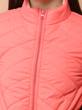 Solid Plain Puffer Front Zip Open Jacket