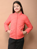 Solid Plain Puffer Front Zip Open Jacket