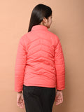 Solid Plain Puffer Front Zip Open Jacket