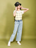 Light Denim Wash Straight Culottes Flared Jeans