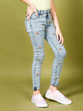 Rainbow Designed Skinny Denim Jeans