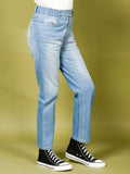 Double Shaded Solid Straight Denim Jeans
