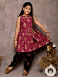 Paisley Sleeveless Peplum Suit with Dhoti Set