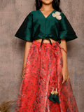 Knoted Choli with Floral Printed Lehenga Set