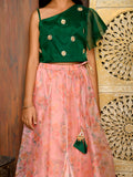 One Shoulder Choli with Floral Lehenga Set