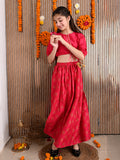 Button Down Knot Choli with Printed Lehenga Set