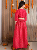 Button Down Knot Choli with Printed Lehenga Set