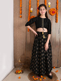 Button Down Knot Choli with Printed Lehenga Set