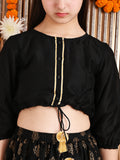 Button Down Knot Choli with Printed Lehenga Set