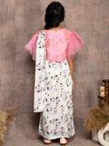 Frill Sleeve Blouse with Floral Saree
