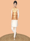 Solid Kurta Pyajama Set with Printed Nehru Jacket