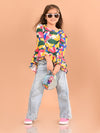Girls Full Sleeve Multicolor Regular Top
