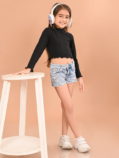 Girls Round Neck Fitted Top