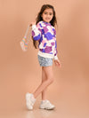 Girls Full Sleeves Multicolor Hooded Sweatshirt