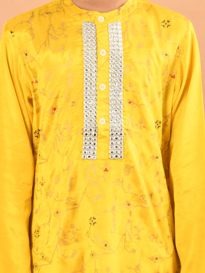 Ethnic Motif Printed Mirror Embellished Straight Kurta Pajama Set