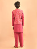 Solid Kurta Pajama Set with Printed Nehru Jacket