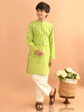 Leheriya Printed Kurta Pajama Set with Attached Jacket