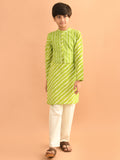 Leheriya Printed Kurta Pajama Set with Attached Jacket