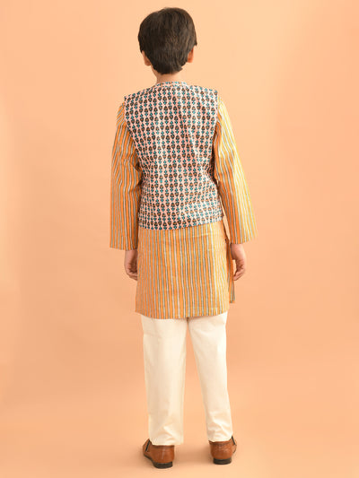Ethnic Motif Printed Kurta Pajama Set with Nehru Jacket