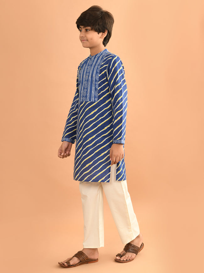 Leheriya Printed Angrakha Style Kurta Pajama Set