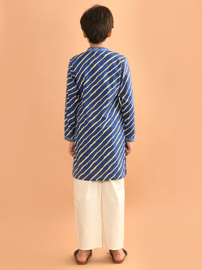Leheriya Printed Angrakha Style Kurta Pajama Set