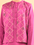Solid Kurta Pajama Set with Printed Jacket