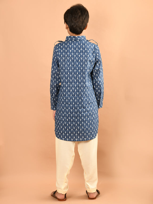 Ethnic Motif Printed Collared Straight Kurta Pajama Set