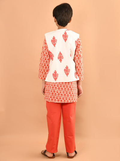 Ethnic Motifs Printed Kurta Pajama Set with Jacket