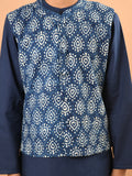 Solid Kurta Pajama Set with Printed Nehru Jacket