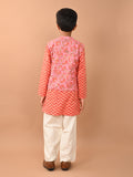 Floral Printed Kurta Pajama Set with Nehru Jacket