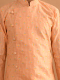 Jacquard Button Down Straight Mandarin Collar Kurta Pajama Set