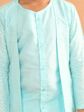 Button Down Straight Kurta Dhoti Set with Sequin Shrug Jacket