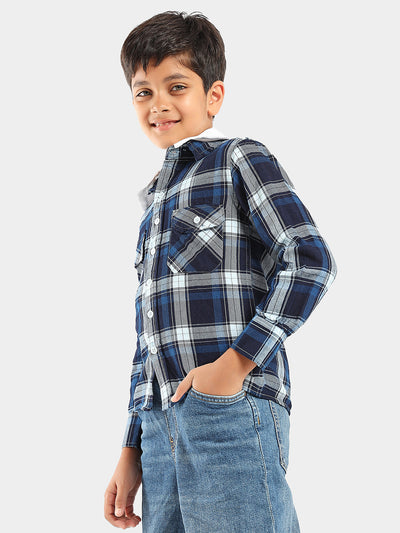 Checked Full Sleeves Regular Wear Casual Shirt with Detachable Hood