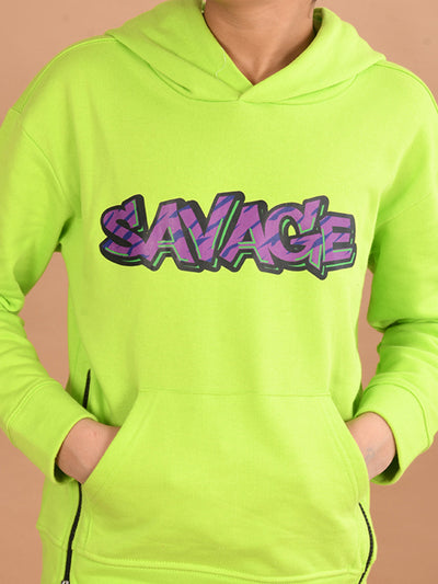 Boys Printed Full Sleeves Hooded Sweatshirt