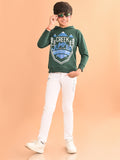 Boys Printed Full Sleeves Hooded Sweatshirt